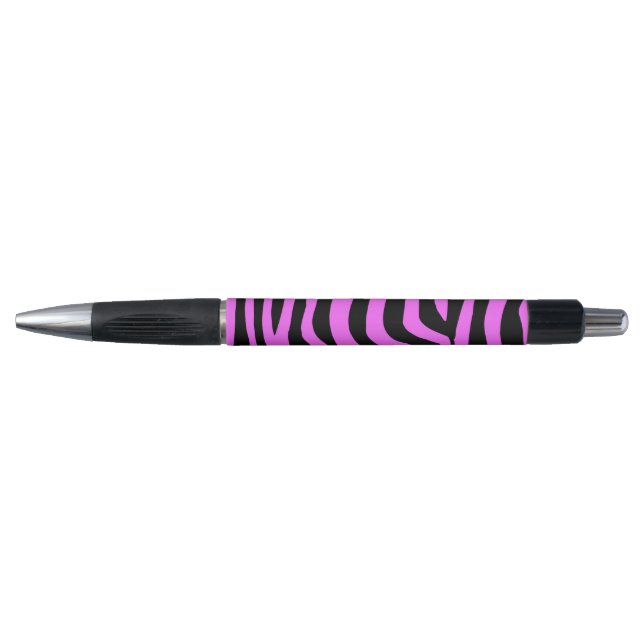 Pink neon colour zebra pattern pen (Front)