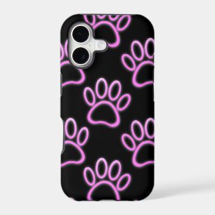 Pink Neon Dog Paw Print