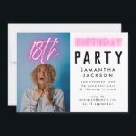 Pink Neon Elegant Ombre 18TH Birthday Party Photo Invitation<br><div class="desc">Pink Neon Elegant Ombre 18TH Birthday Party Photo Invitation</div>