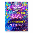 Pink Neon Glow Back To The 80s Birthday Welcome