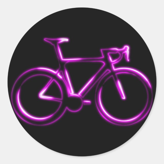 Pink Neon Glow Road Bicycle Sticker (Front)