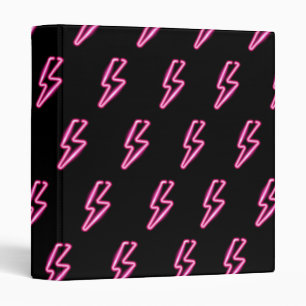 Pink Neon Lightning Bolt Pattern Binder
