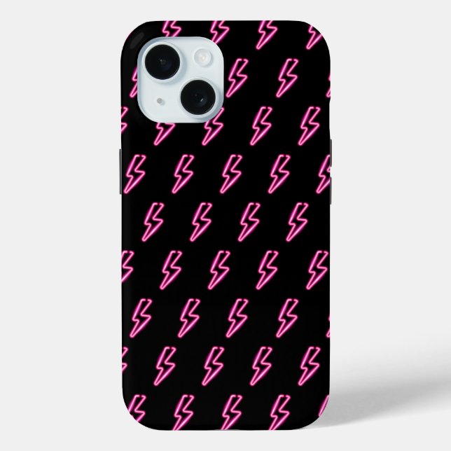 Pink Neon Lightning Bolt Pattern Case-Mate iPhone Case (Back)