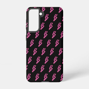 Pink Neon Lightning Bolt Pattern Samsung Galaxy Case