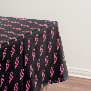Pink Neon Lightning Bolt Pattern Tablecloth
