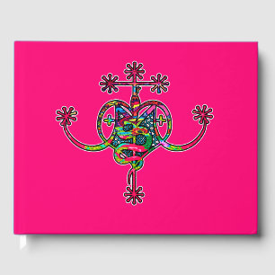 Pink Neon Marie Laveau Veve Sigil Guest Book