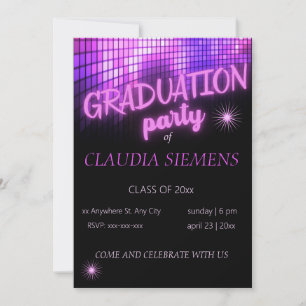 PINK NEON moderne de brillant Invitations de gradu