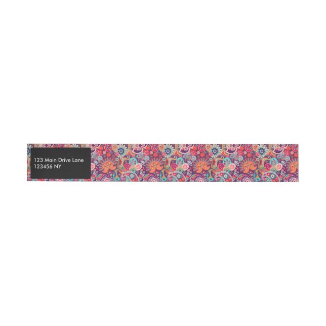 Pink neon Paisley floral pattern Wraparound Address Label (Individual)