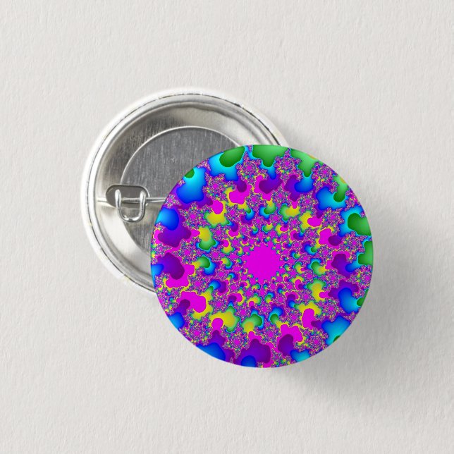 Pink Neon Rainbow Eye 1 Inch Round Button (Front & Back)