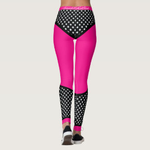Pink, Neon schwarz weiss Punkte Leggings