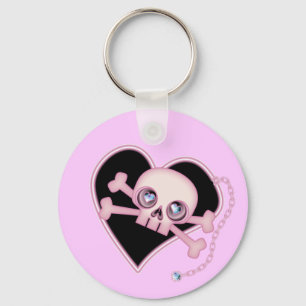 Pink Neon Skull Keychain