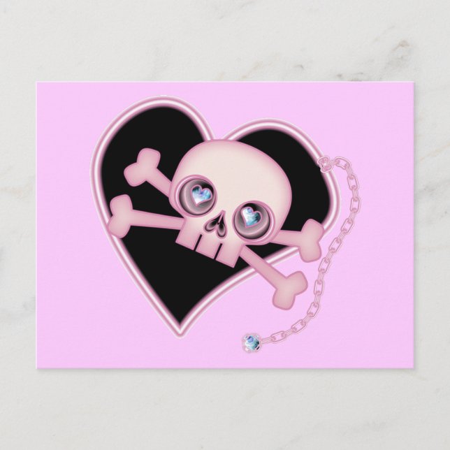 Pink Neon Skull Postcard (Front)