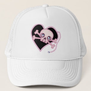 Pink Neon Skull Trucker Hat