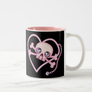 Pink Neon Skull Two-Tone Coffee Mug