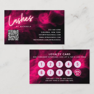Pink Neon & Smoke Lash Salon QR Code Loyalty Card