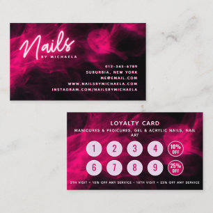 Pink Neon & Smoke Nail Salon Loyalty Card
