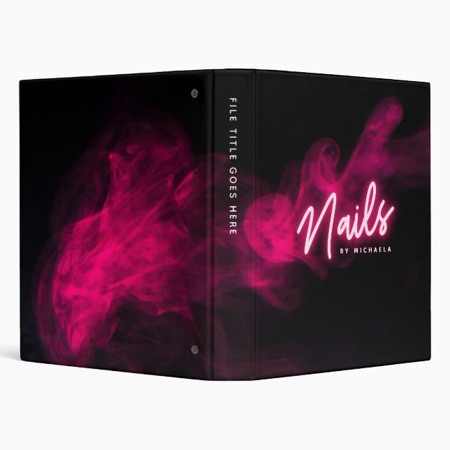 Pink Neon & Smoke Nail Salon/Technician Classic Ro Binder (Background)
