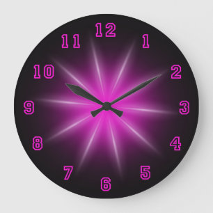 Pink Neon Star 10.75" Large Clock