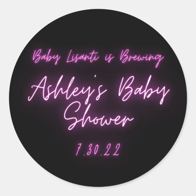 Pink Neon Thank You Trendy Classic Round Sticker (Front)