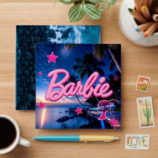 Pink Neon Tropical Beach Glam Hardcover Journal Envelope