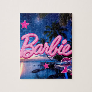 Pink Neon Tropical Sunset Glam Aesthetic Puzzle