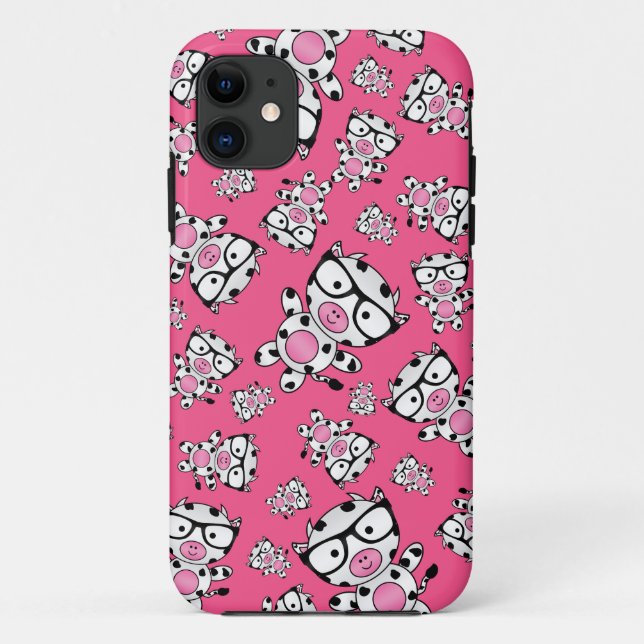 Pink nerd cow pattern Case-Mate iPhone case (Back)