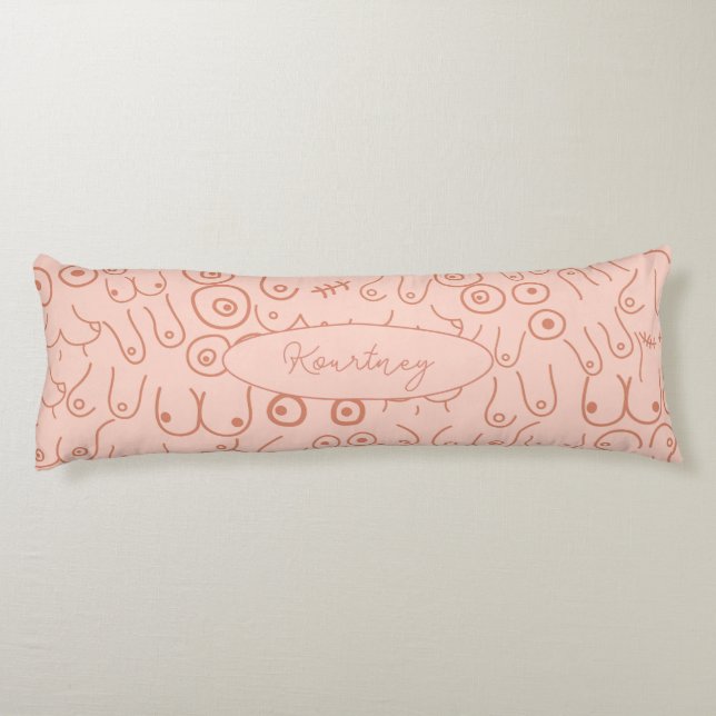 Pink neutral scandinavian pattern body pillow (Back)