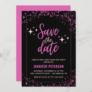 Pink New year's eve invitation Save the date Glam