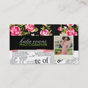 Pink Newspaper Photo Business Card