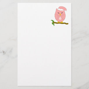 Pink Night Owl Design Stationery