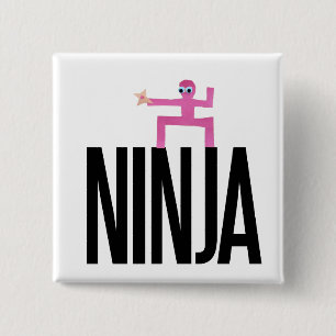 Pink Ninja 2 Inch Square Button