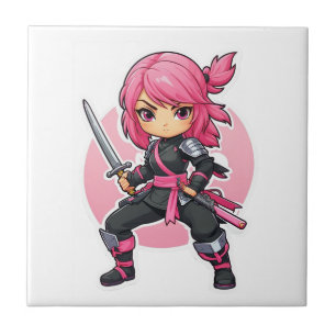 Pink Ninja Girl Tile