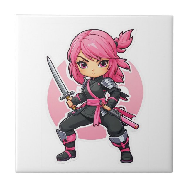 Pink Ninja Girl Tile (Front)