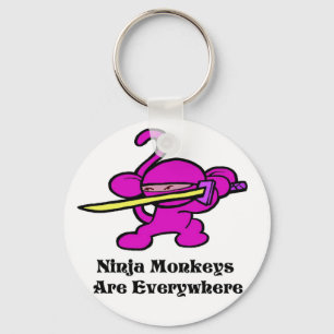 Pink Ninja On Guard Keychain