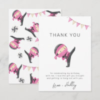 Pink Ninja Party Thank You Card