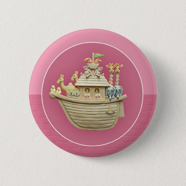 Pink Noah's Ark 2 Inch Round Button (Front)