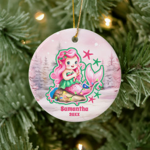 Pink Noël Sirène Enfants Ornement photo