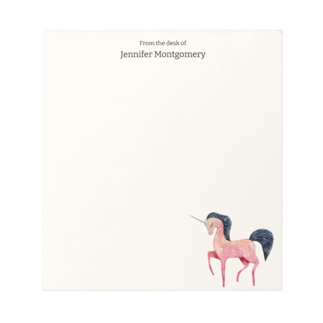 Pink Nordic Unicorn with Black Mane Notepad (Front)