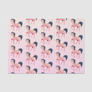 Pink Nordic Unicorn with Black Mane Pattern Tissue Paper
