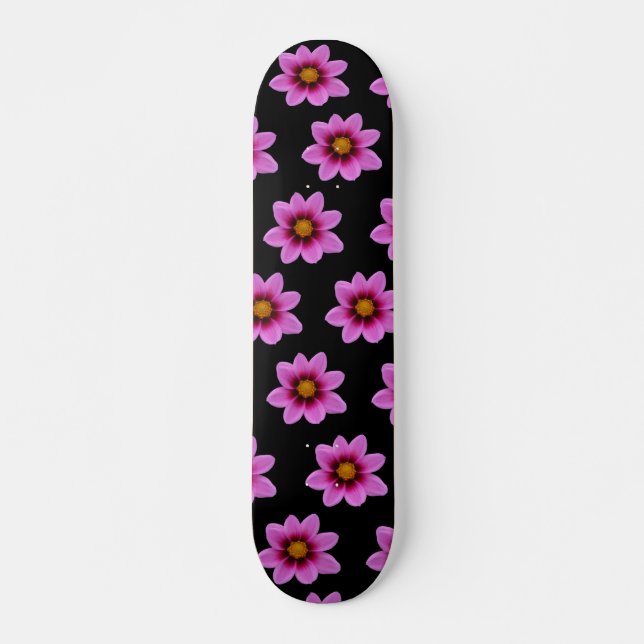 Pink Northwest Cosmos Flower Skateboard (Front)