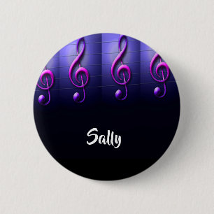 Pink notes on strings 2 inch round button
