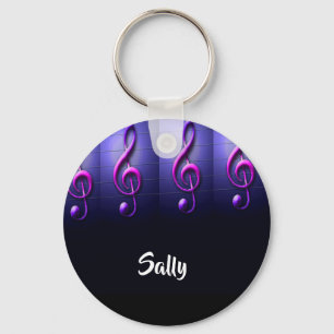 Pink notes on strings keychain