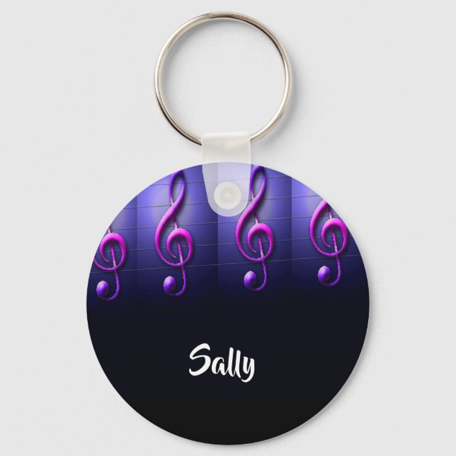 Pink notes on strings keychain (Front)