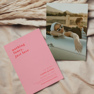 Pink Nothing fancy just love retro Wedding Invitation