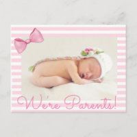 Pink Nous sommes parents Baby Faire-part de naissa