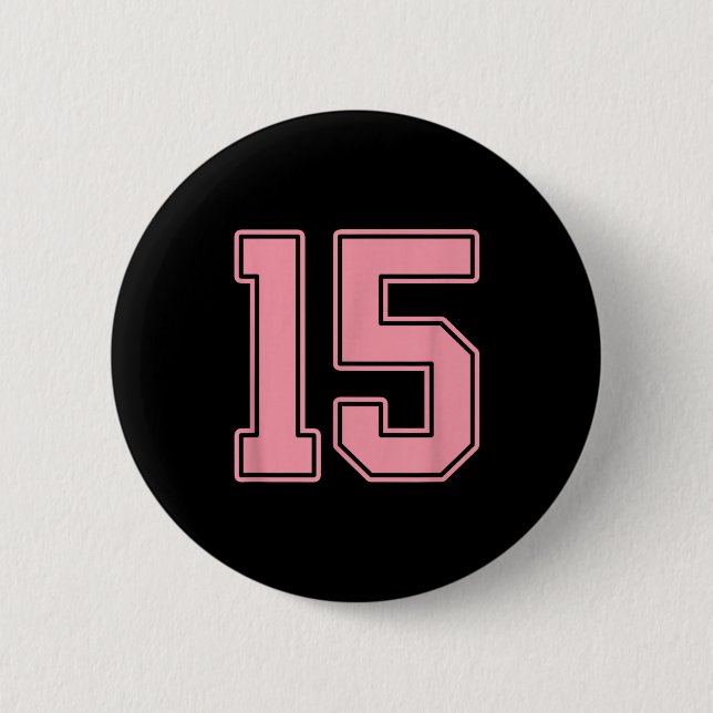 Pink Number 15 Jersey Player Uniform #15  2 Inch Round Button (Front)