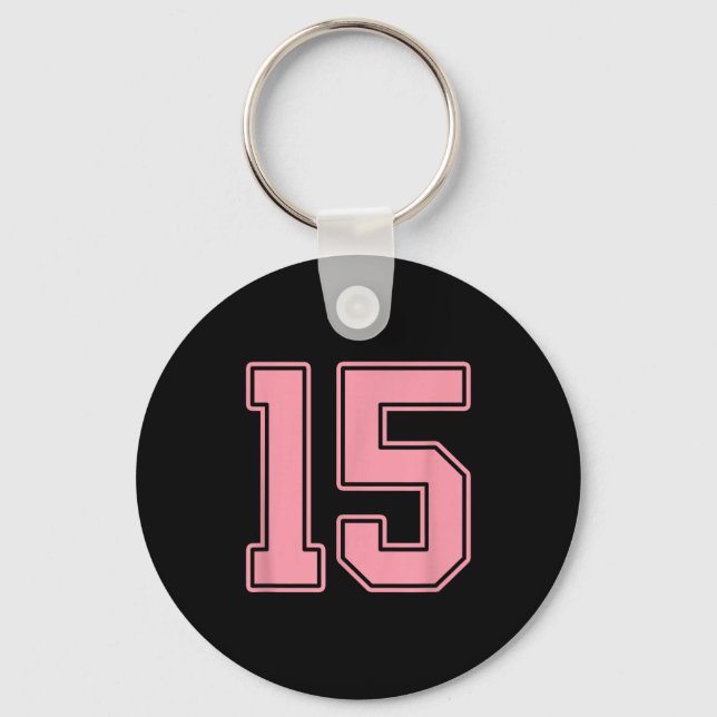 Pink Number 15 Jersey Player Uniform #15  Keychain (Front)