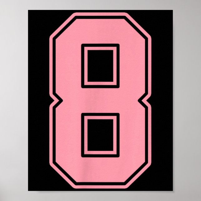 Pink Number 8 Jersey Player Uniform #8  Poster (Front)