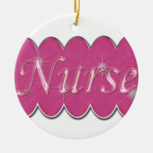 Pink Nurse Ceramic Ornament