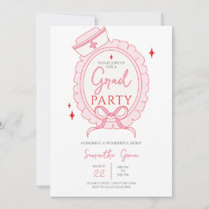 Pink Nurse Graduation Party Invitation